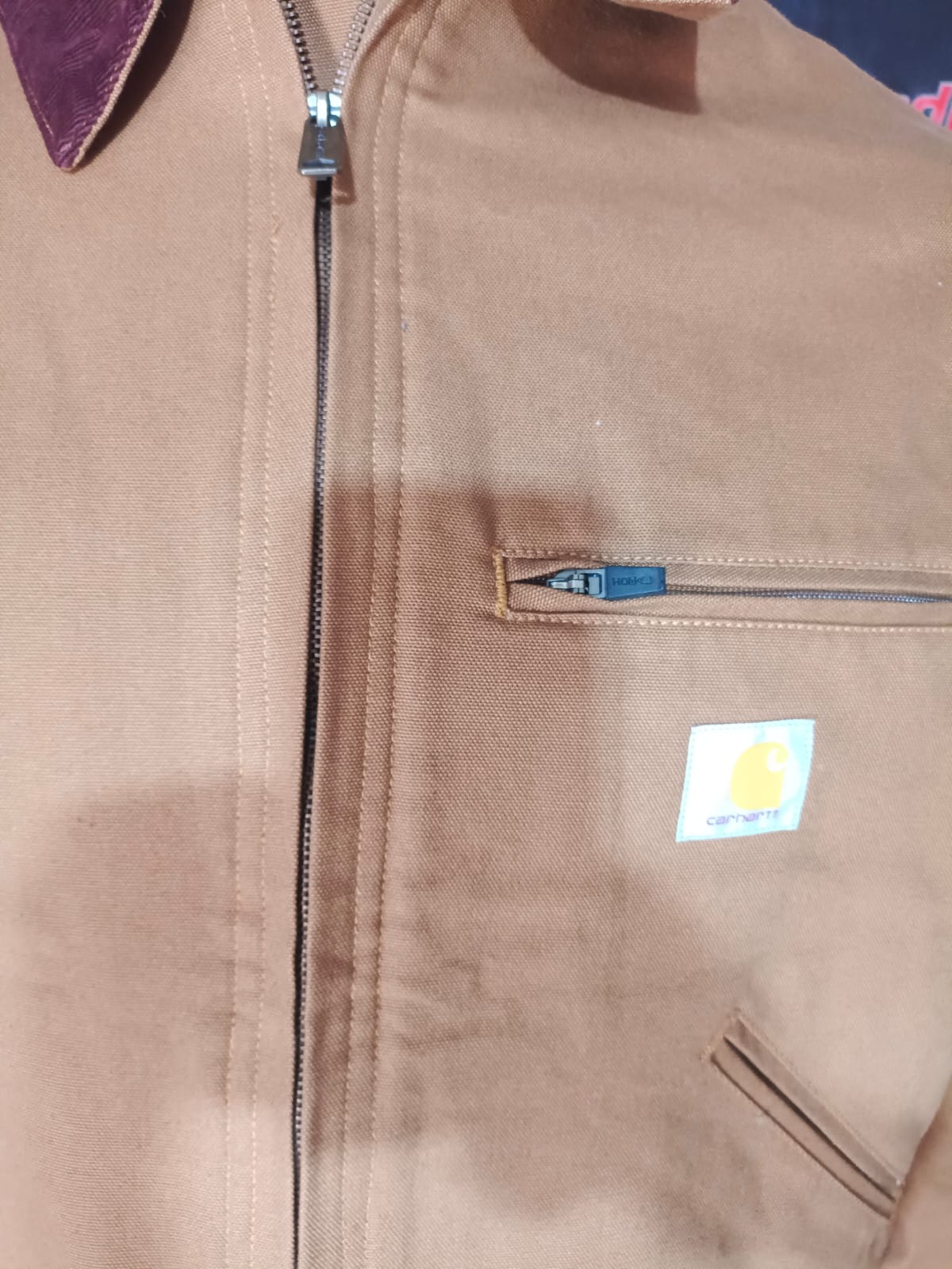 Carhartt Detroit Style Brown Duck Canvas Work Jacket with Corduroy Collar Speedline Racewear