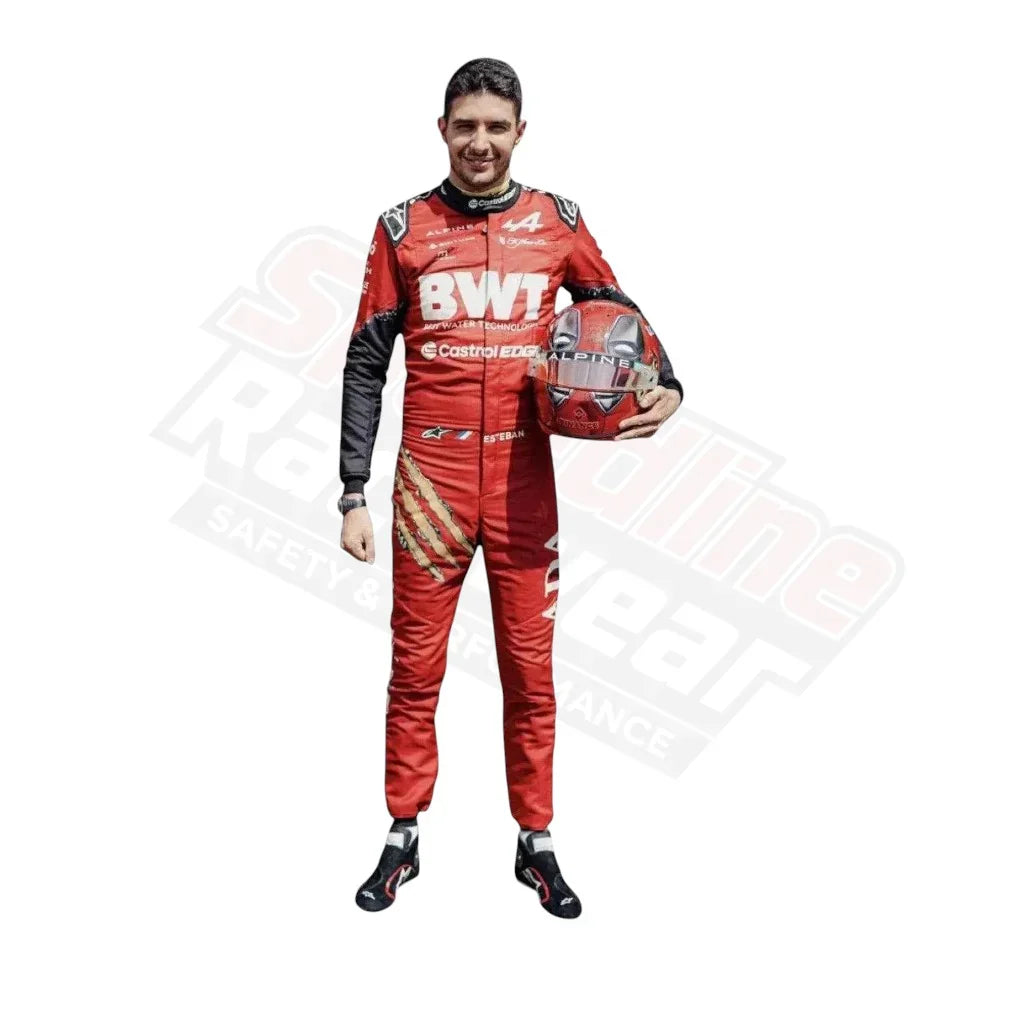 Esteban Ocon 2024 BWT F1 race suit front view