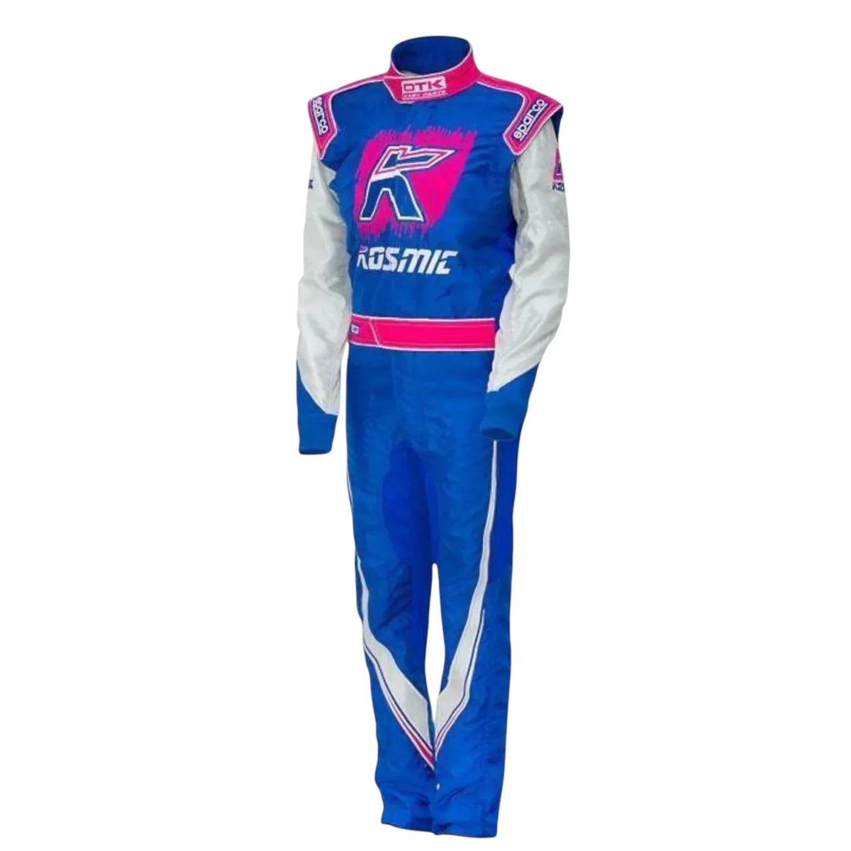 Kosmic Sparco go-kart racing suit front view