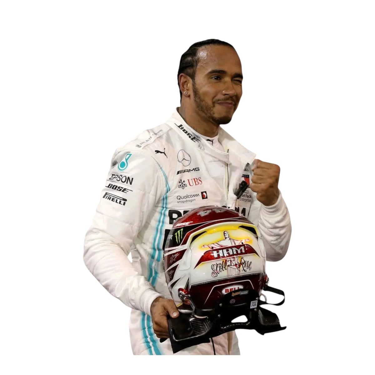 Lewis Hamilton 2019 Team Petronas Mercedes Formula 1 race suit front view