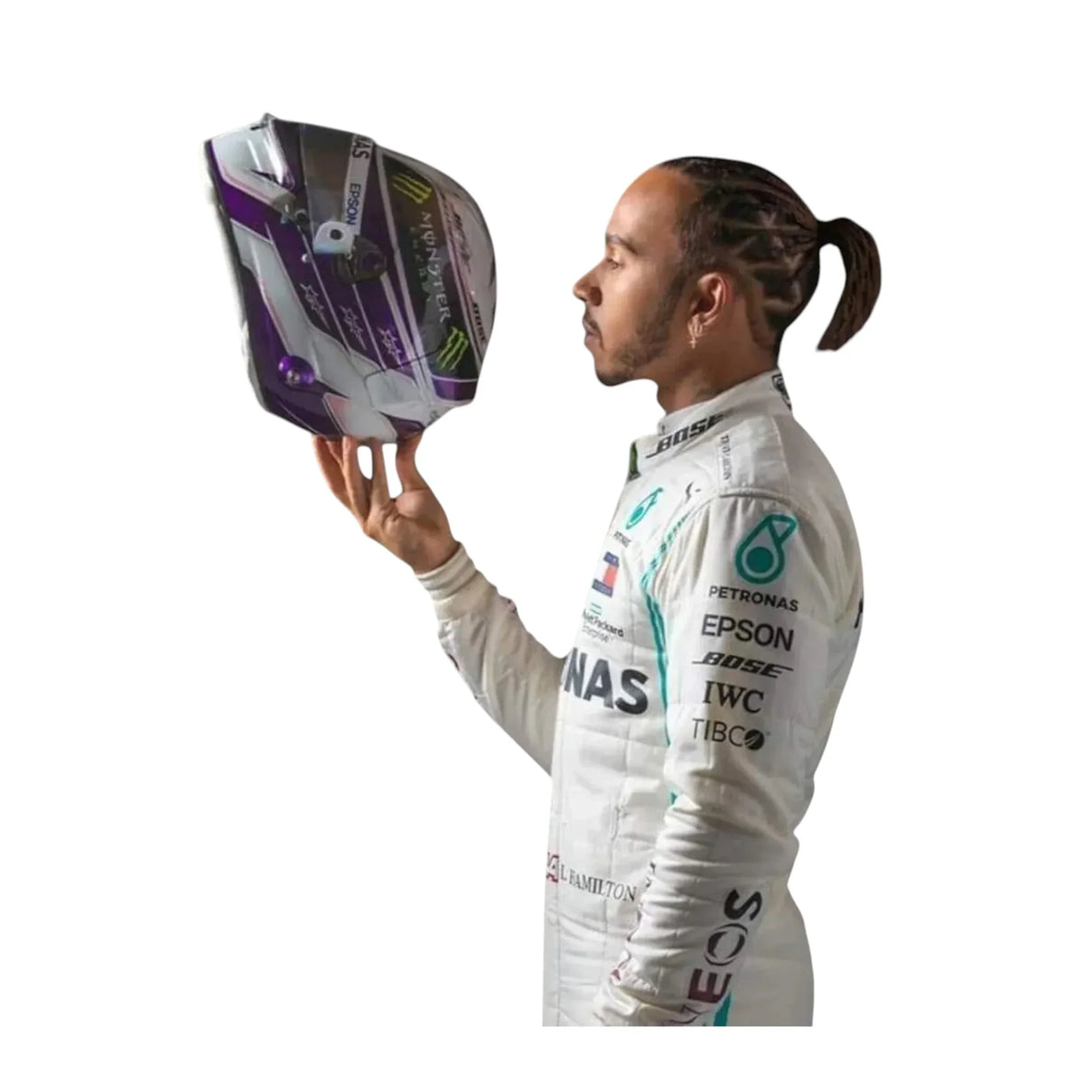 Lewis Hamilton 2019 championship Formula 1 race suit display