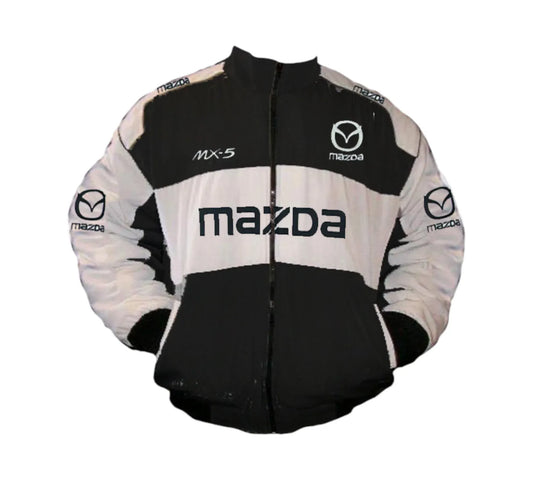 Mazda MX-5 Miata Black White Vintage Racing Performance Jacket 1