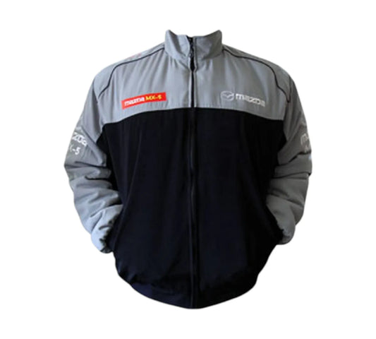 Mazda MX-5 Miata Gray Black Vintage Racing Performance Jacket 1