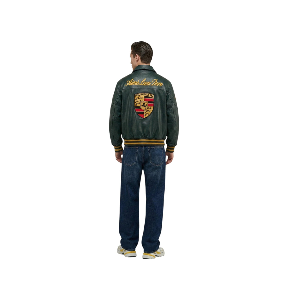 Porsche Vintage Leather Bomber Jacket - Green Edition SpeedLine Racewear