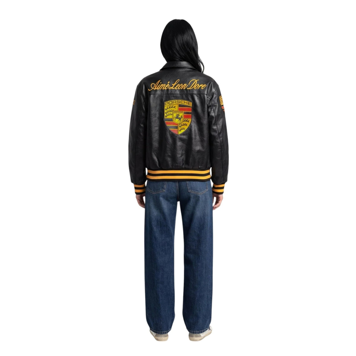 Porsche Vintage Leather Bomber Jacket – Black Edition SpeedLine Racewear