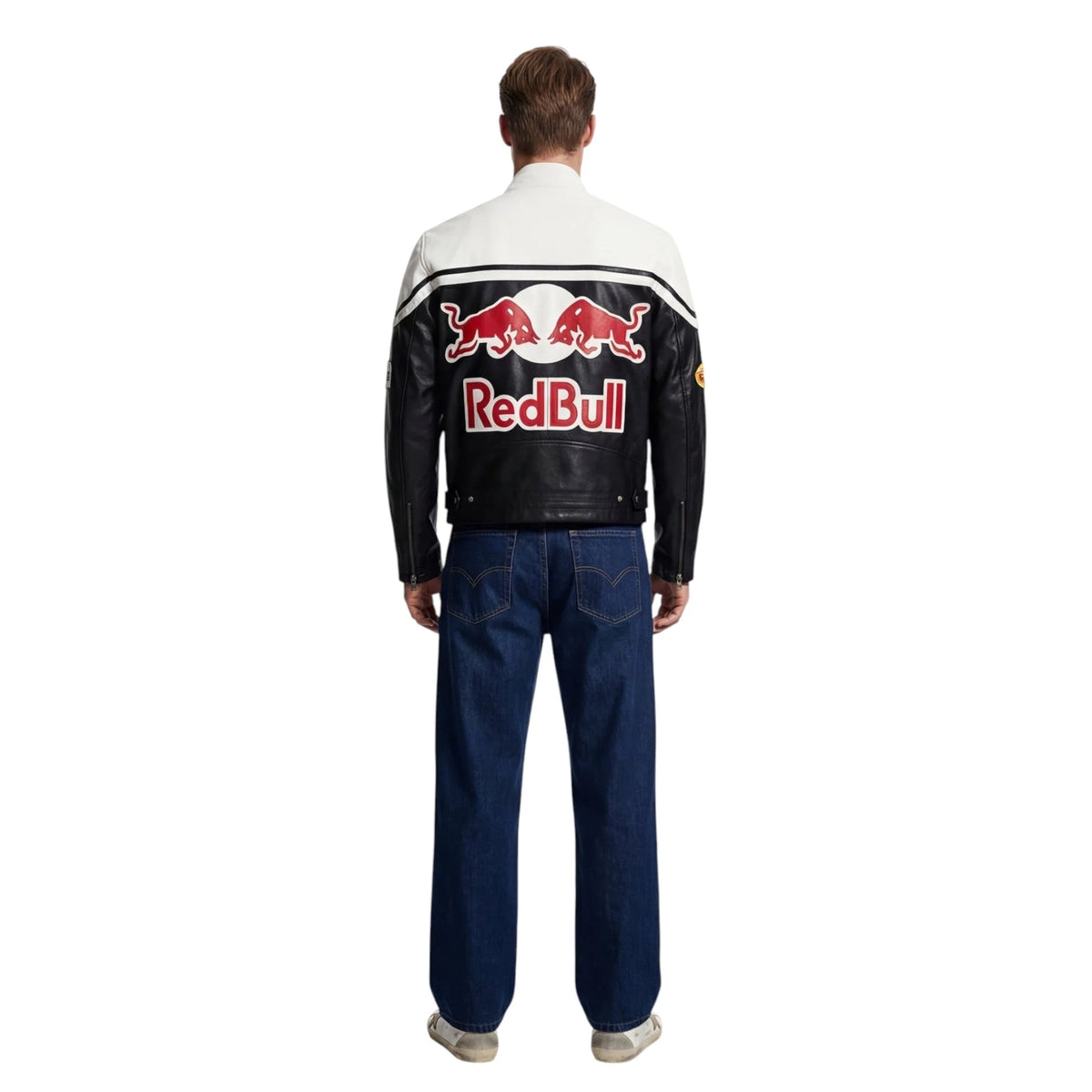 Red Bull Racing Vintage Leather Jacket – White Edition