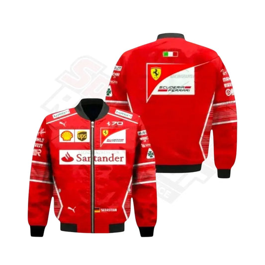 Sebastian Vettel Ferrari 2017 Vintage F1 Jacket Front